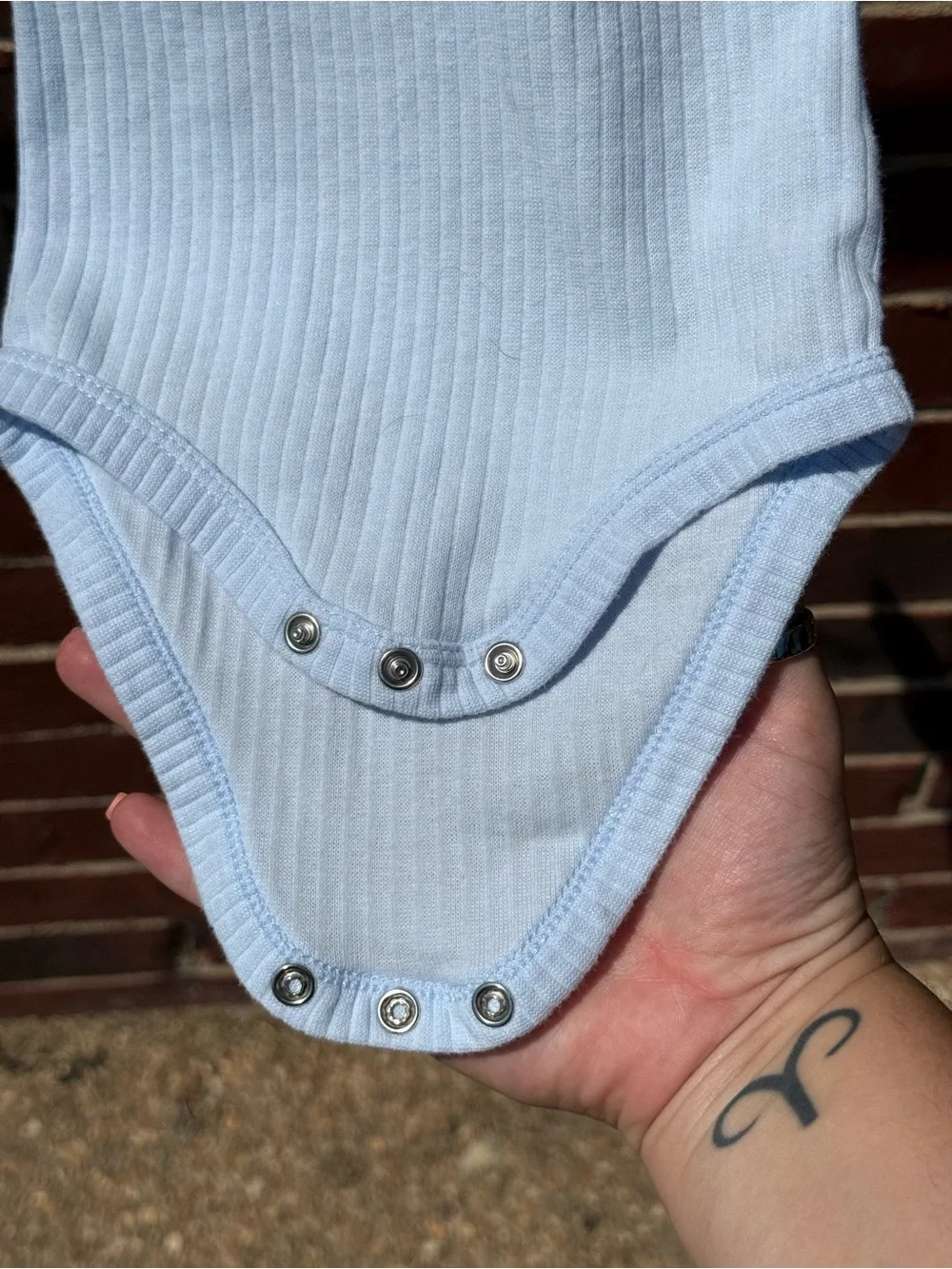 Baby Essentials Light Blue Ribbed Onesie with Cherry Skirt & Headband